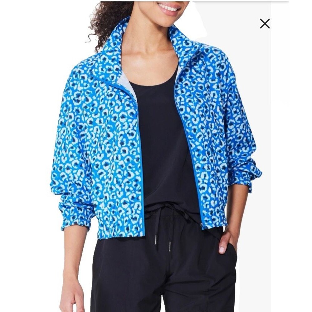 NZ Active by NIC + ZOE Women's Tech Stretch Jacket Size XL Blue Multi Animal